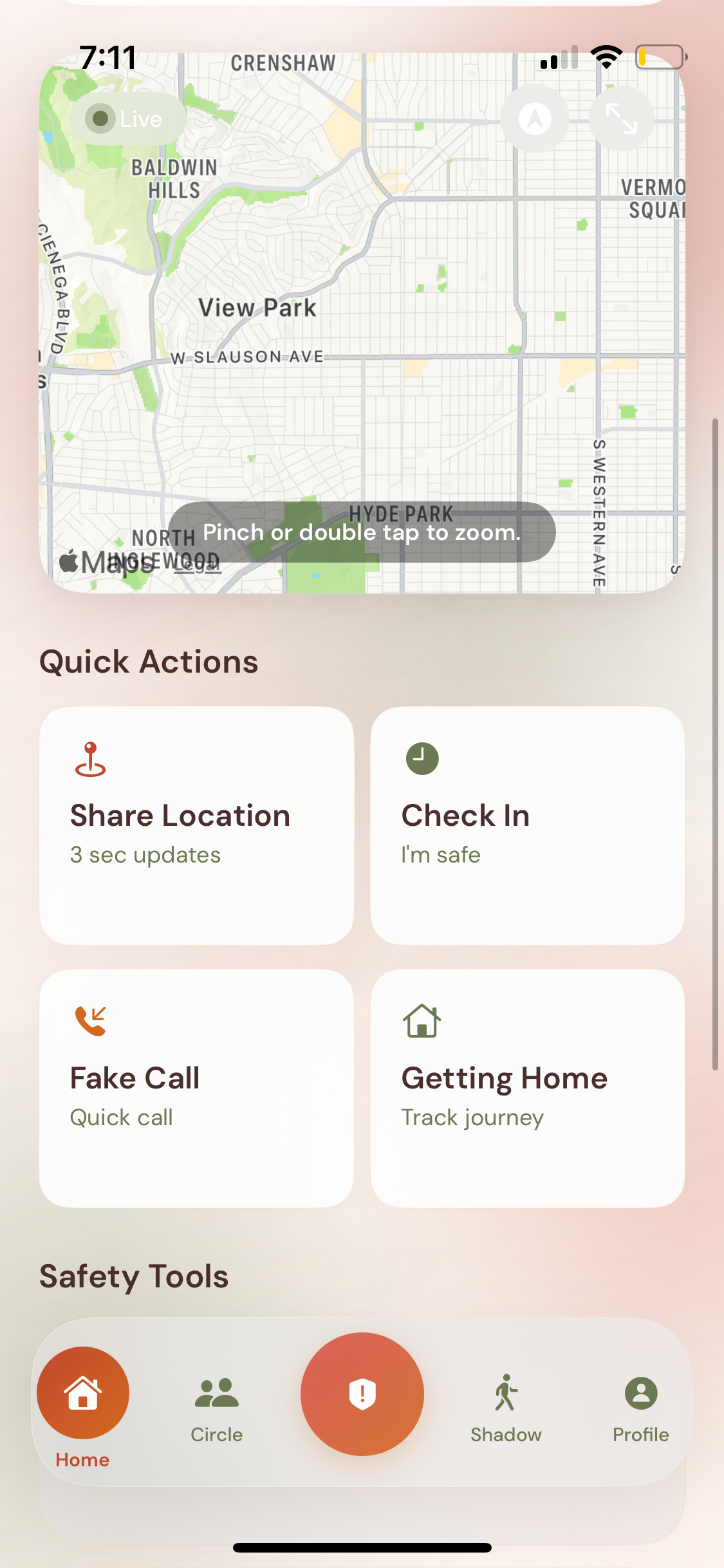 SheHerd app - Quick Actions and Safety Tools